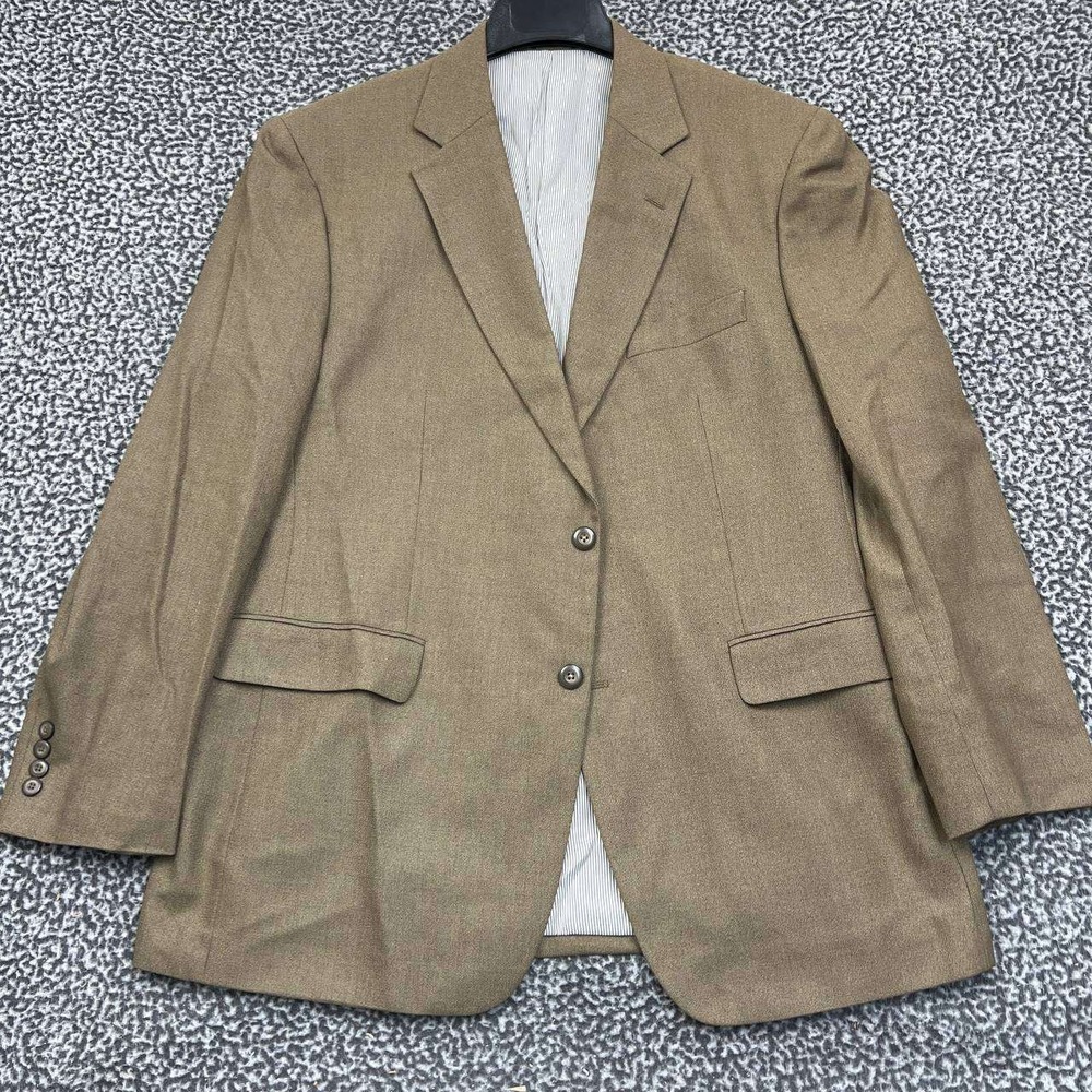 Stafford Essentials Blazer Jacket Men 44R Brown Long Sleeve Two‎ Button